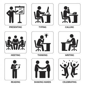 Flat Minimal Business People Icon Set &ndash; Office Worker Pictogram Vector