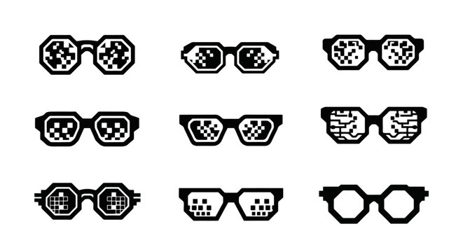 Collection of various eyeglasses icons.