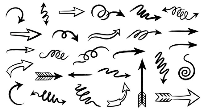 Collection of hand drawn arrows and pointers.