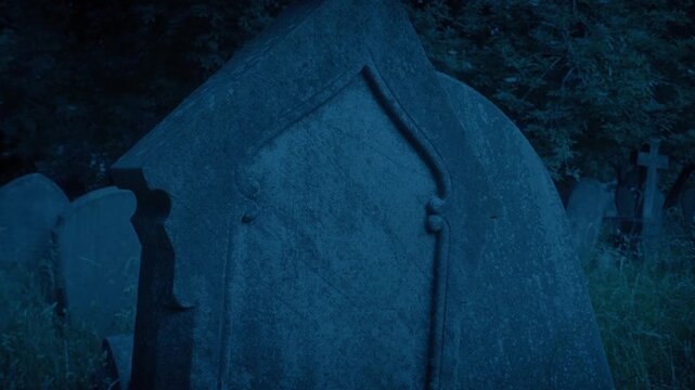 Old Plain Gravestone In The Graveyard
