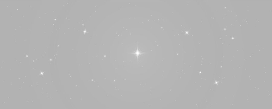 Sparkling star twinkle overlay in deep space night galaxy with glowing cosmic starlight, stars and celestial universe sky background isolated on transparent background