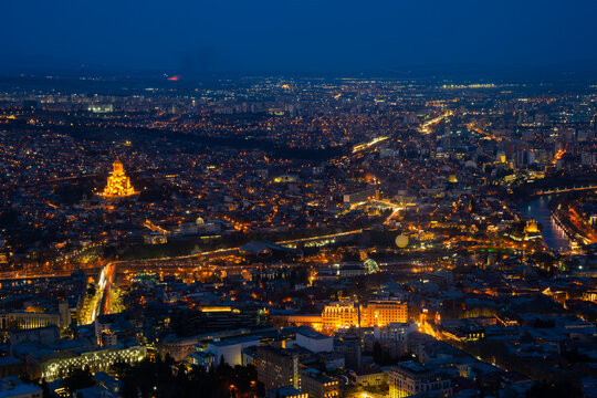 Tbilisi, Georgia. Aerial view of the city center of Tbilisi, Georgia