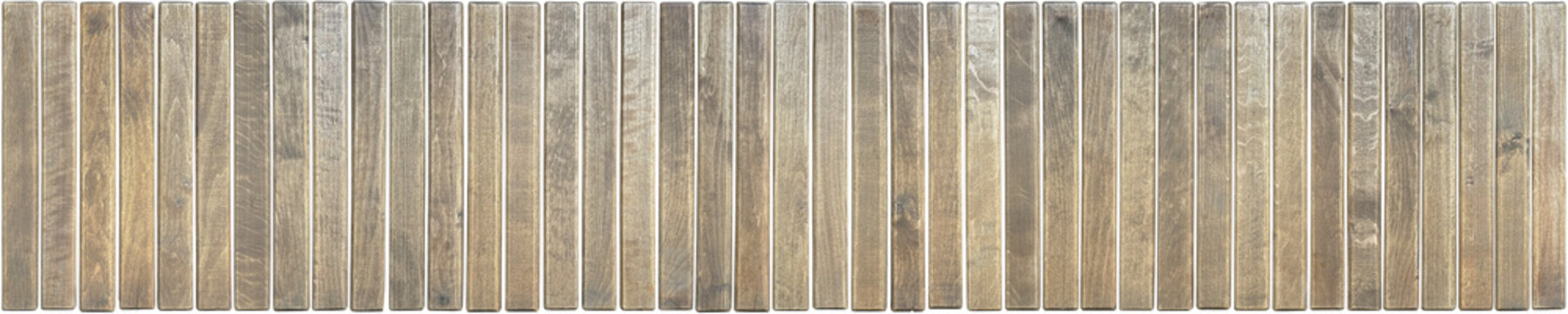 A panoramic texture of vertical wooden slats with a pronounced natural wood grain. The wide horizontal format and rhythmic pattern are ideal for creating seamless backgrounds