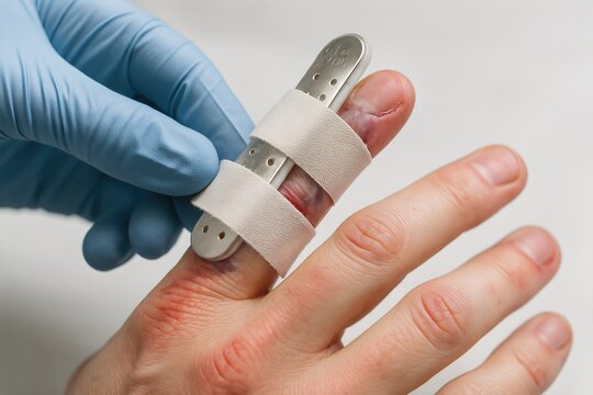 Dislocated finger joint realignment and buddy taping by emergency department physician