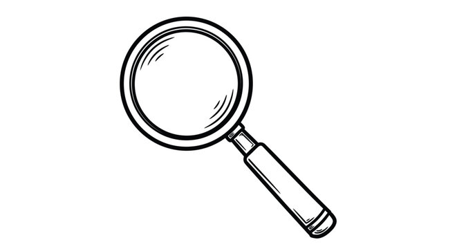 Magnifying glass sketch illustration black and white vector graphic