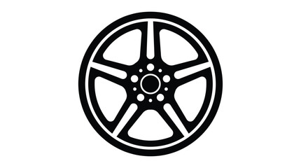 Obraz premium Car wheel silhouette on a white background