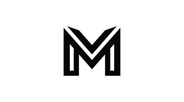 Letter m logo design modern black and white graphic