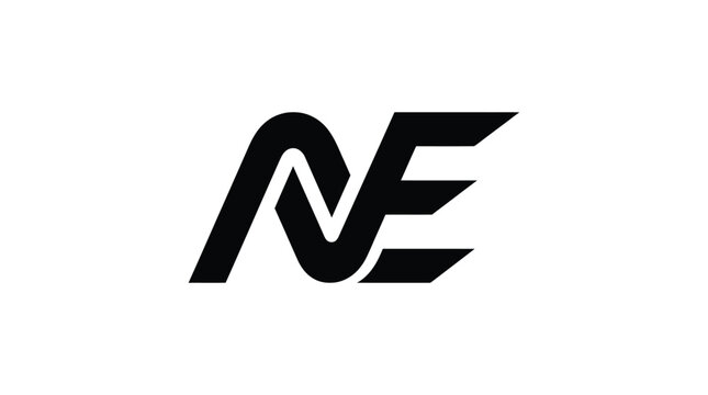 Ne lettermark logo design modern black silhouette on white