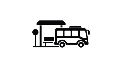 bus stop icon black silhouette on white background © Sifat Ahammed