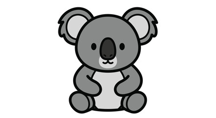 Fototapeta premium Cute cartoon koala character sitting with large ears and friendly face for children nursery and animal art on white background.