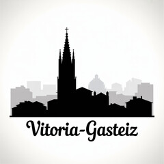 Obraz premium Vitoria-Gasteiz Skyline Silhouette — A Historic Basque Capital City Vector Illustration