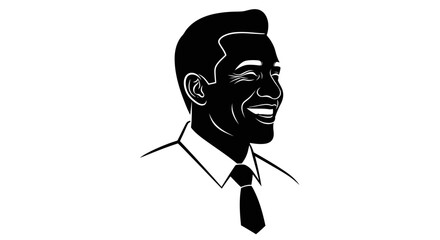 Obraz premium Father's Day Smiling Businessman, Black and White Vector Portrait, Office Professional, Corporate Illustration isolated on White Background vector