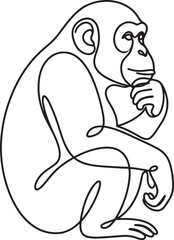 Fototapeta premium monkey sitting and thinking with hand on chin