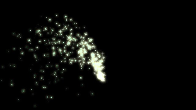 Elegant twinkling starlight dust line, glowing golden sparkle star burst animation, magical fairy glitter particles trail, blinking luxury shine stars transition effect on smooth black screen.4k