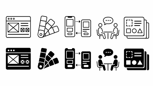 Minimalist icons set for web design and user interface concepts