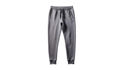 Isolated comfortable grey melange sweatpants with elastic waist and drawstring for casual wear © Ana