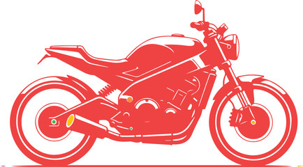 Dynamic silhouette of a red motorcycle, showcasing its powerful form and modern design, an exciting transportation graphic for adventure and speed themes. © MstBeauty