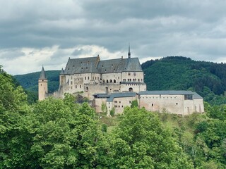 Naklejka premium Vianden Castle in Vianden in the north of Luxembourg one of the largest fortified castles west of the Rhine