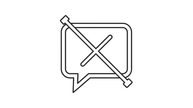 Speech Bubble with Cross Symbol: No Chatting, Communication Blocked, Mute Icon