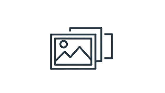 Stack of photos icon, image gallery symbol, picture collection logo, vector illustration