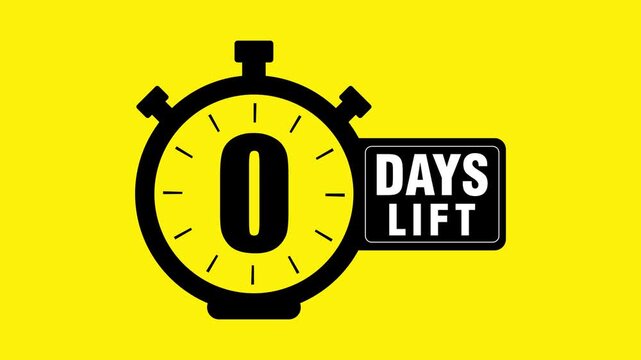 5 Days Left Countdown 2D Animation | Yellow background Timer Effect HD. 5 day to go Circle countdown timer animation 5 day on transparent background with alpha channels
