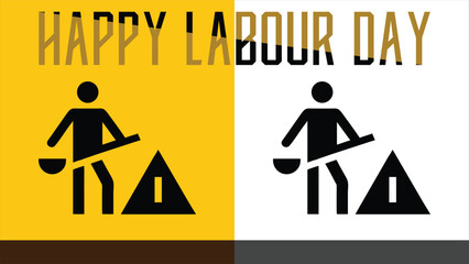 Worker with shovel icon vector design for labour day celebration depicting manual labor activity and construction site job concept. © Joy