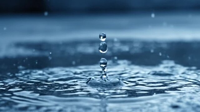 Water drop impact creating crown shape in a close up shot