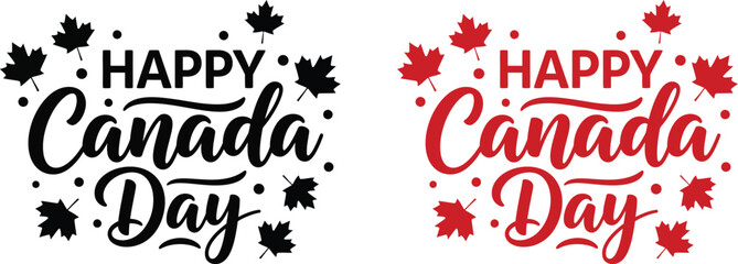 Canada day vector illustration happy canada day typography with maple leaves © Shifa