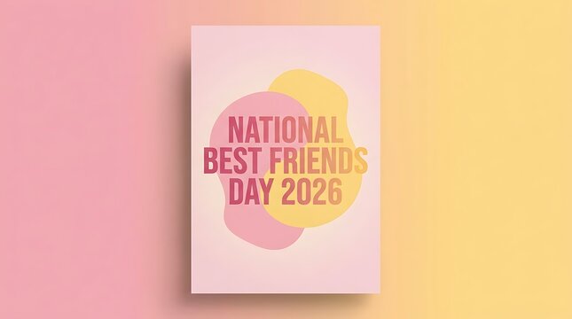 "National Best Friends Day 2026" is written on a simple pink and yellow poster