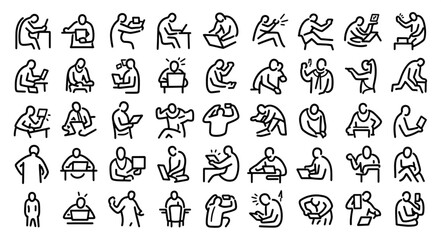 Fototapeta premium Collection of Hand Drawn Figures in Various Poses and Activities.