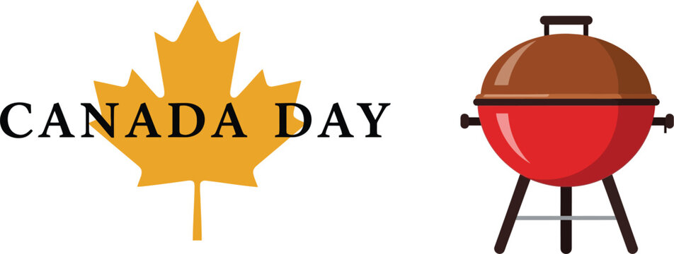 Canada day vector illustration maple leaf bbq grill patriotic holiday graphics