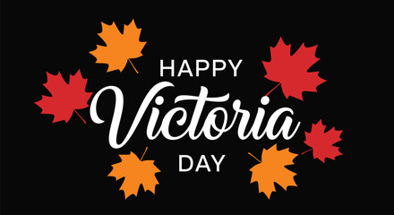 Fototapeta premium Victoria day vector illustration with maple leaves canadian holiday graphics