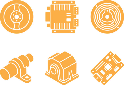 Spacecraft attitude control and wheel components icons