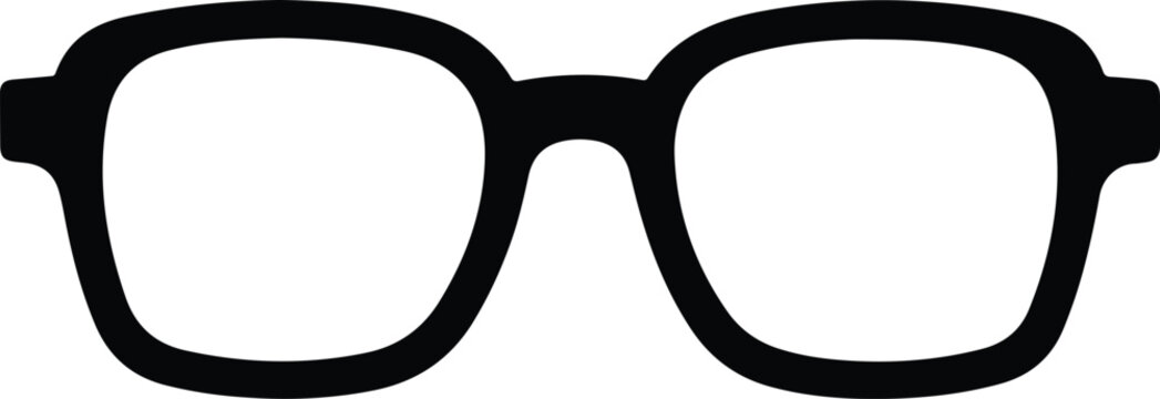 Classic thick-rimmed square eyeglasses frame, minimalist and clean black and white vector illustration
