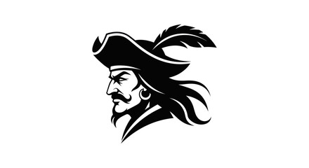 Pirate silhouette with hat and feather © yanto