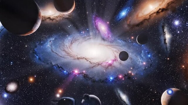 Cosmic display of galaxies nebulae and celestial objects in deep space