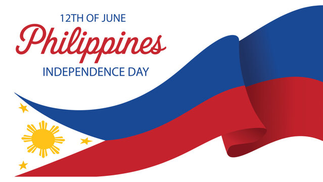philippines independence day june 12 banner with waving national flag patriotic filipino celebration background