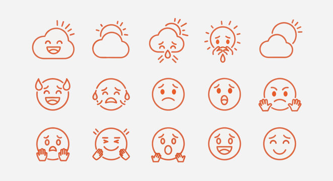 Set of weather and emotion icons