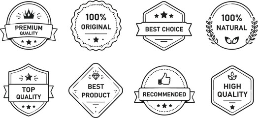 Obraz premium Set of Minimalist Black and White Quality Badges and Seals