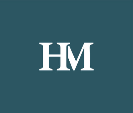 White HM letters on teal background graphic design element