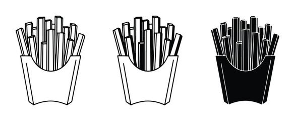Fototapeta premium French Fries Vector Icons, Fast Food Snack Graphics, Potato Chips Set, Takeaway Food Illustrations