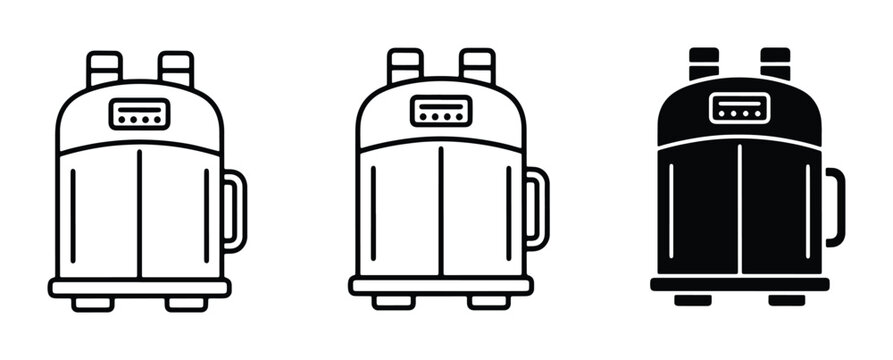 Industrial Boiler Icons, Steam Generator Vector Graphics, Heating System Symbols