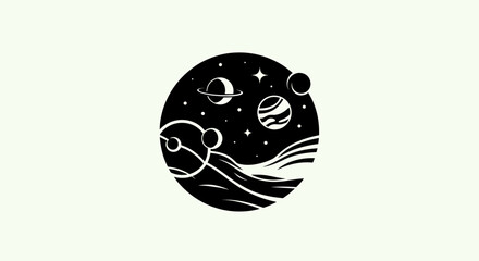 Cosmic scene planets and stars in a circle © Surya