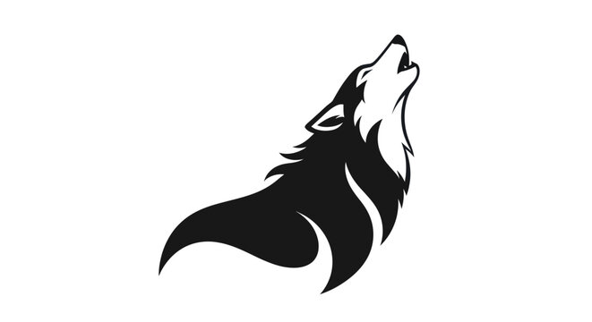 Black and white wolf silhouette illustration