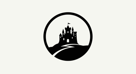 Silhouette castle icon on white background © Zilong