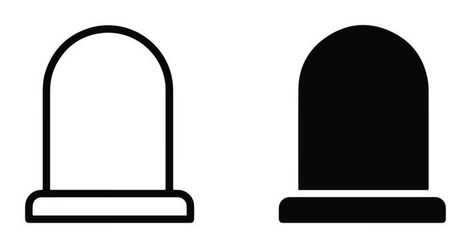Two Tombstone Icons, Gravestone Vector Symbols, Cemetery Memorial Silhouette, Funeral Mourning Graphic Resources