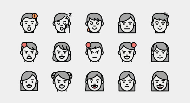 Set of diverse human face icons