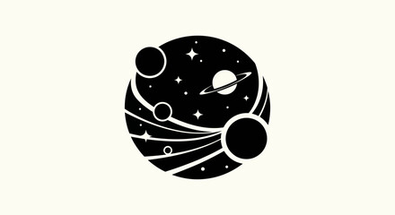 Cosmic sphere planets stars and orbit lines © Surya