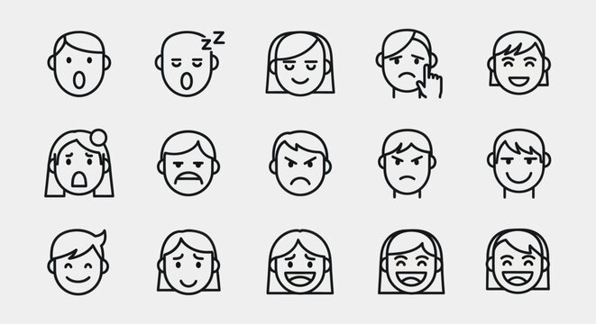 Set of emotional facial expressions