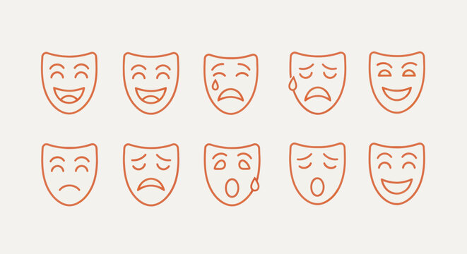 Set of emotional masks